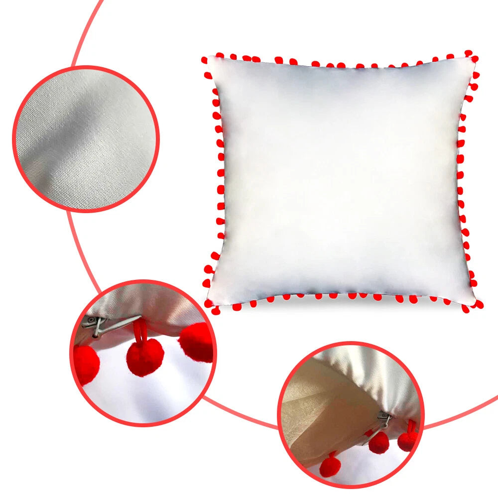 20pcs Sublimation Blank Pillow Case Soft Pom Ball Home Decor Sofa Cushion Cover