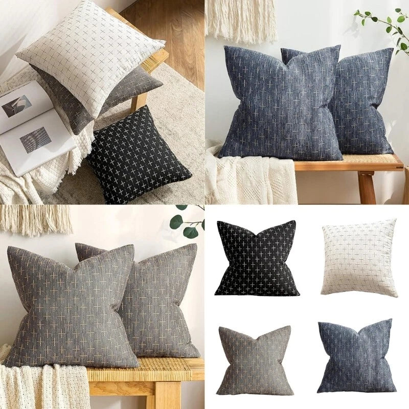Decorative Cushion Cover Cotton Linen Texture Pillowcase For Couch Or Bed