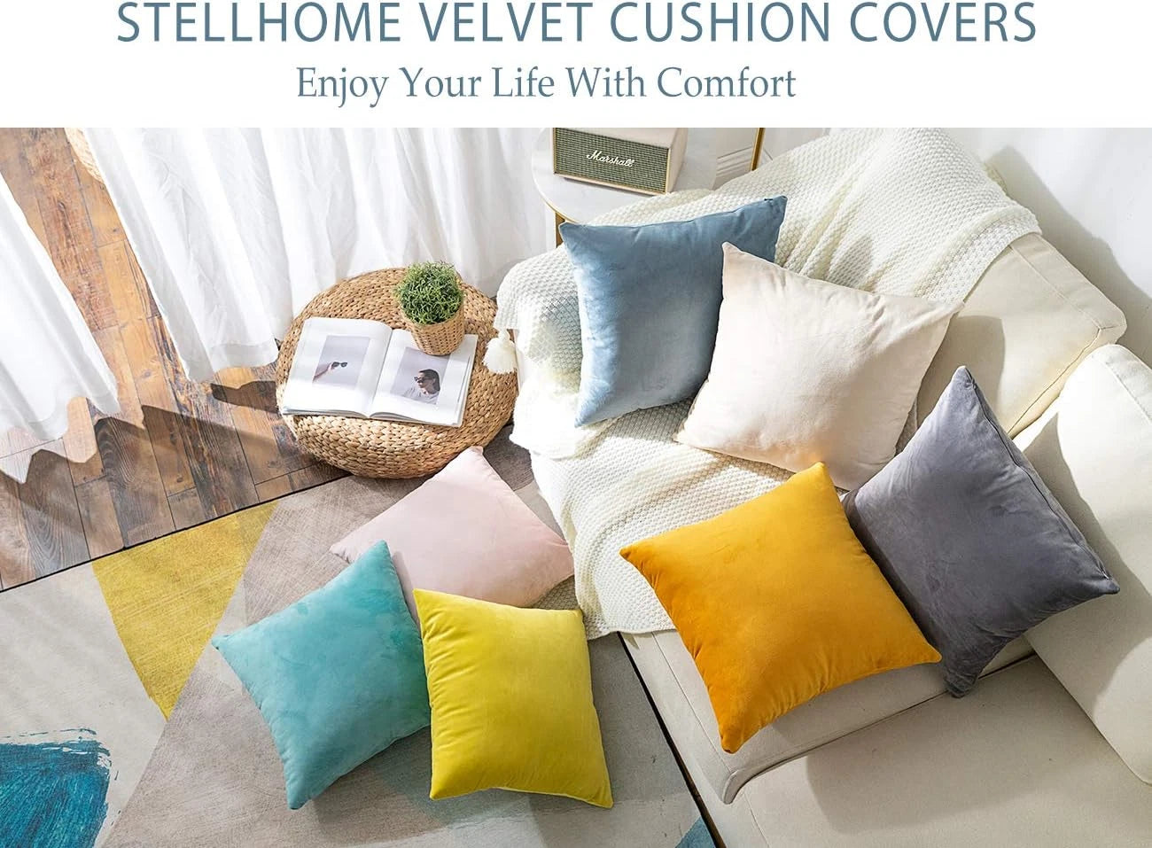 Super Soft Decorative Velvet Cushion Covers for Sofa Couch Bed, 20 X 20 Inch (50
