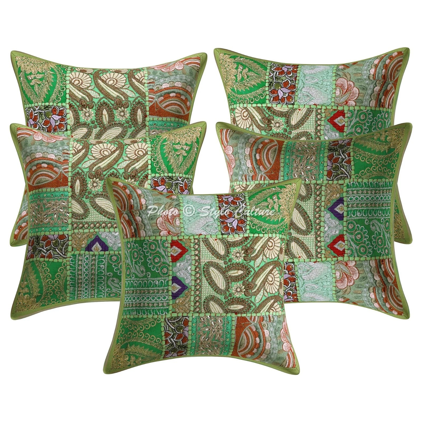 Cushion Cover Patchwork Traditional Yoga Home Decor Pillow Cover Case 12 x 12 in