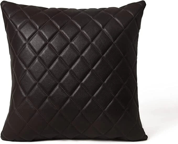 MOUSM Leather Diagonal Lines Throw Pillow Covers Cushion for Sofa Couch 18x18"
