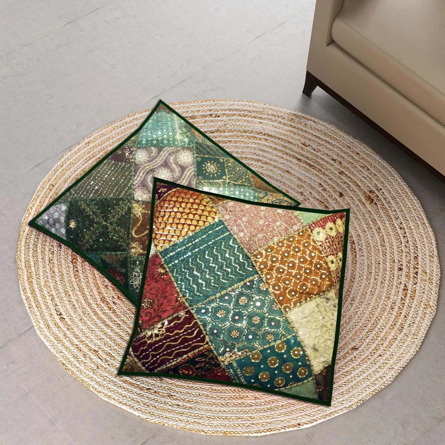 30" SET OF 2 PC Handmade Patchwork Ethnic Sofa Pillow Cushion Cover Living Room