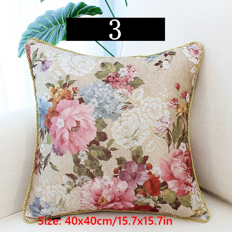 2X Chinese Satin Pillow Case Floral Cushion Covers Sofa Car Bed Home Decor Retro