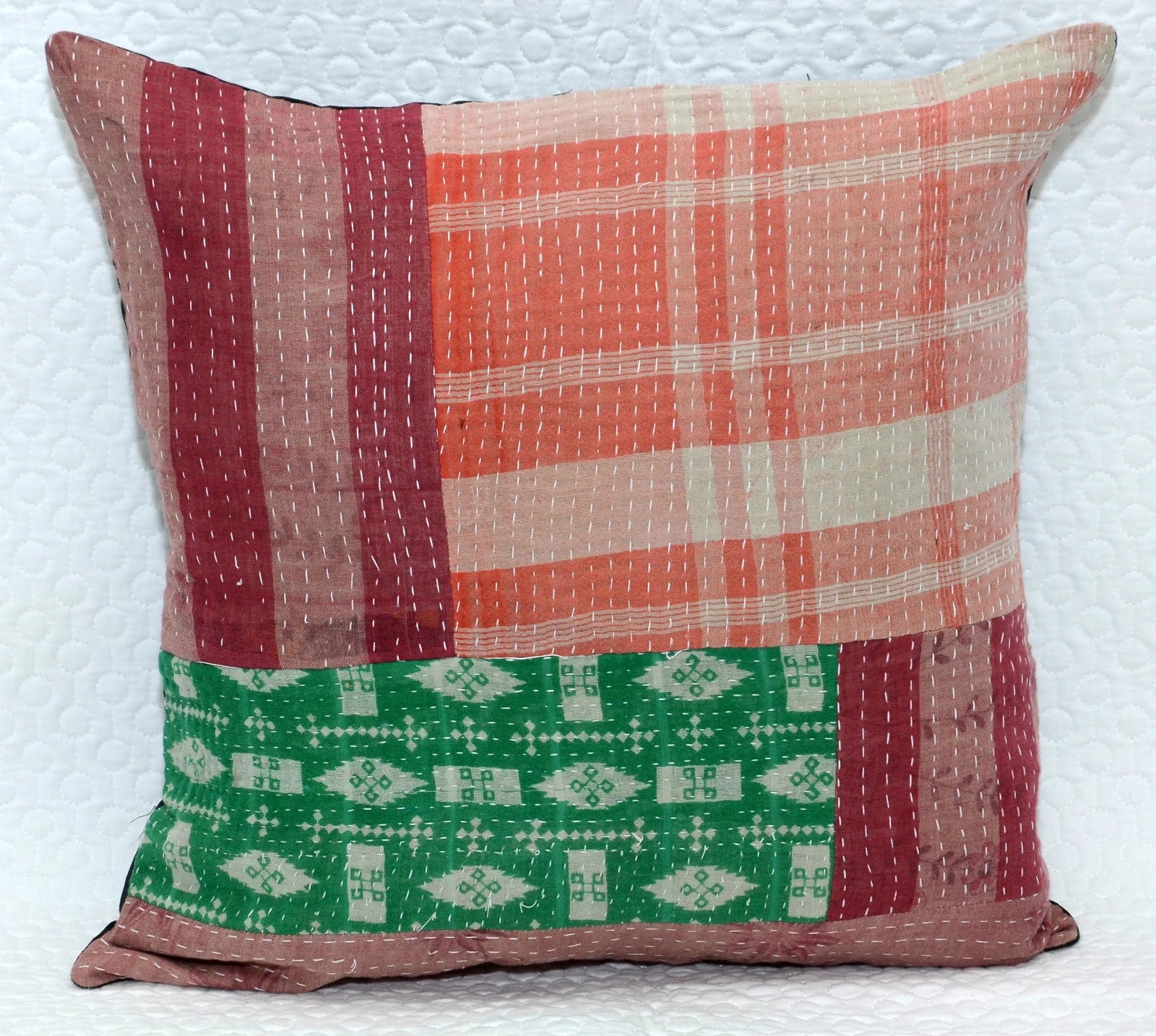 Kantha Patchwork Cushion Cover Handmade Pillow Case 16" Indian Sofa Bed Decor