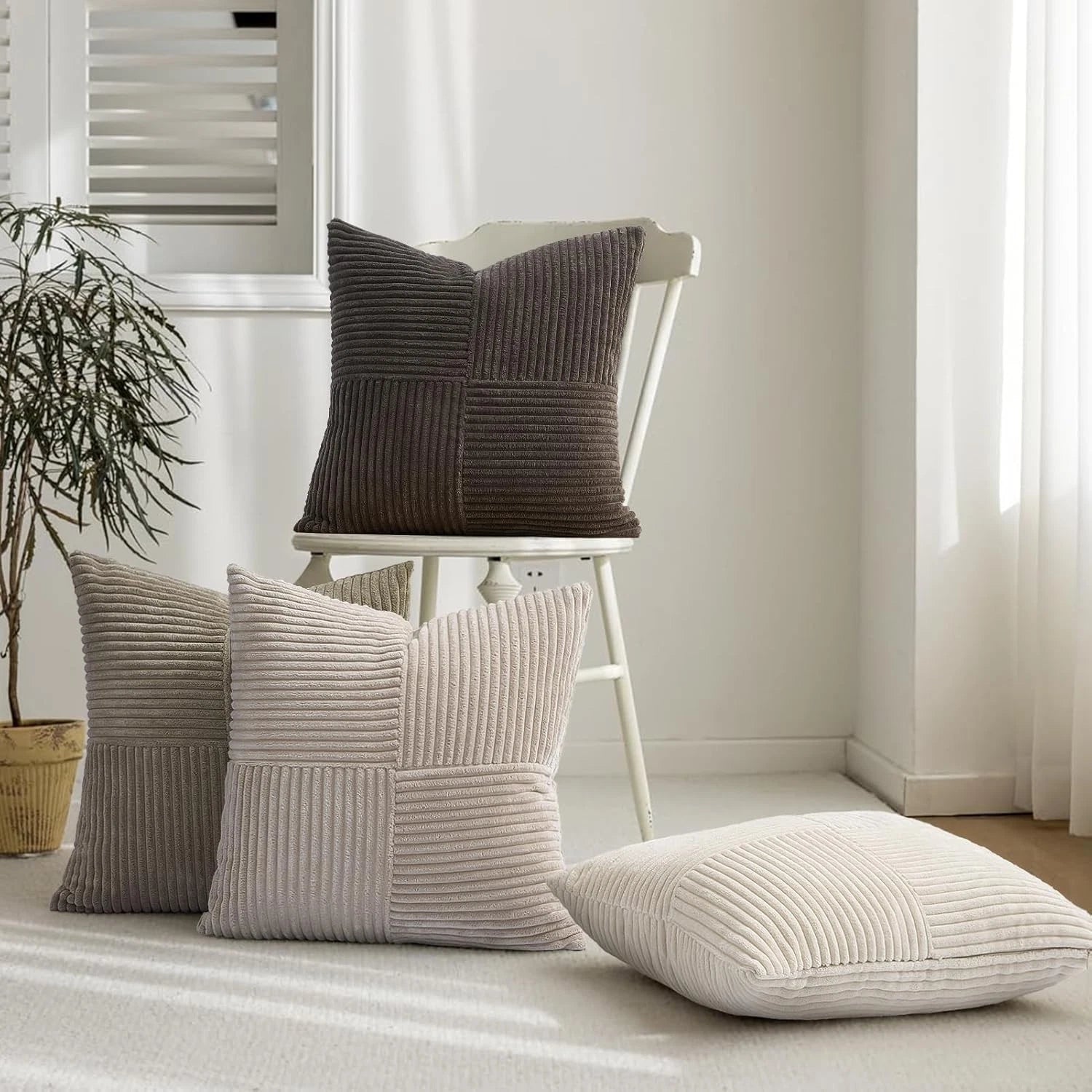 Topfinel Decorative Neutral Gray Throw Pillow Covers for Couch,Boho Cozy Soft Cu