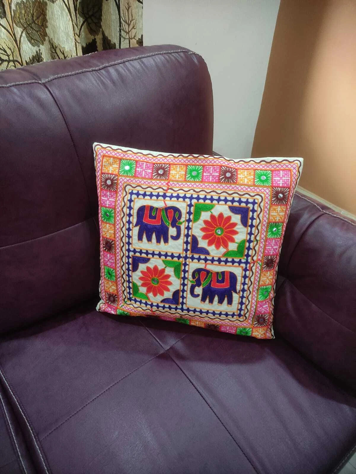 Boho Cushion pillow cases decorative cover sofa throw cotton Ari work Embroidery