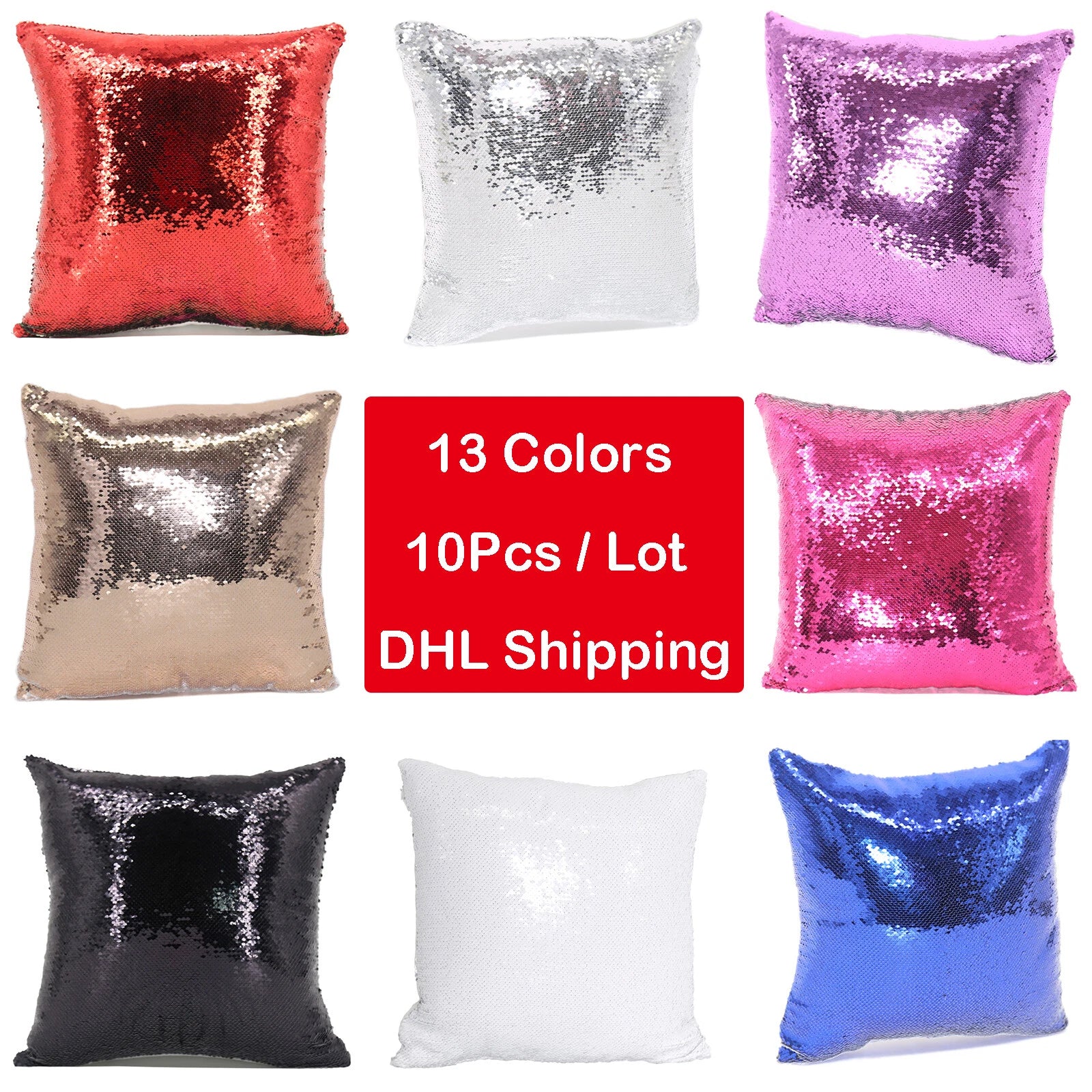 10Pcs Blank Reversible Sequin Pillowcase Home Sofa Car Decor for Sublimation New