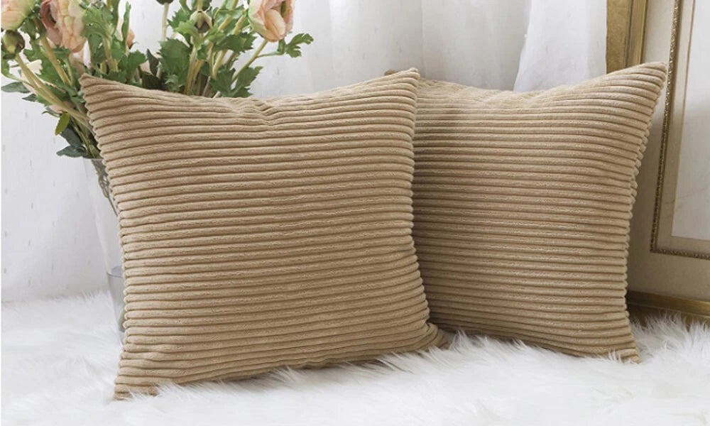 Striped Velvet Cushion Covers – Soft Decorative Pillowcases for Sofa & Bed