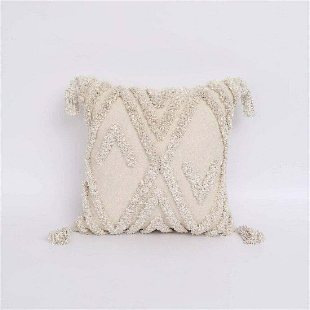 Cushion Cover Moroccan Tufted Tassel Throw Pillow Cover Macrame Pillow Case Sofa