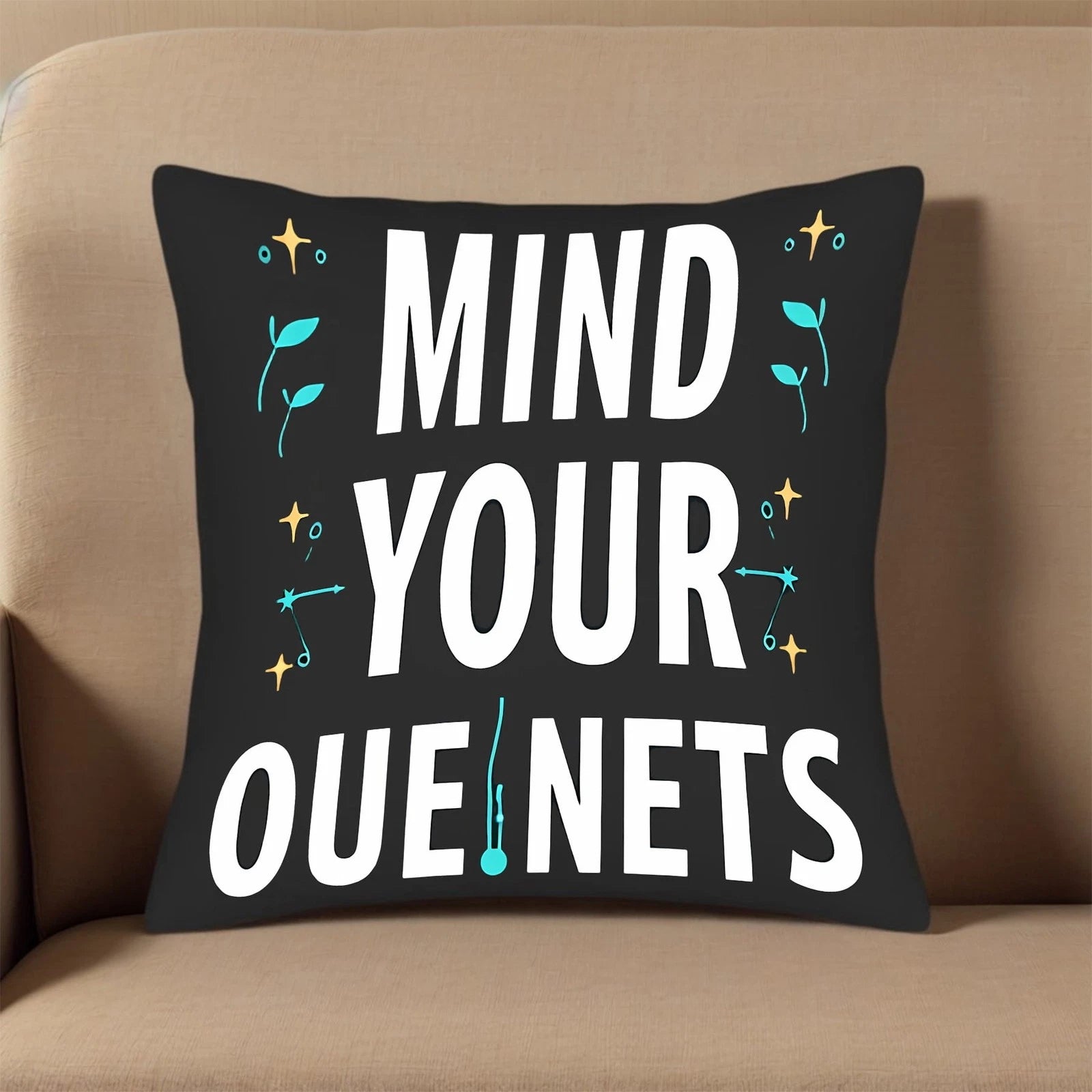 Set of 2 18x18in Throw Pillow Covers - Black Square Cushion Cases