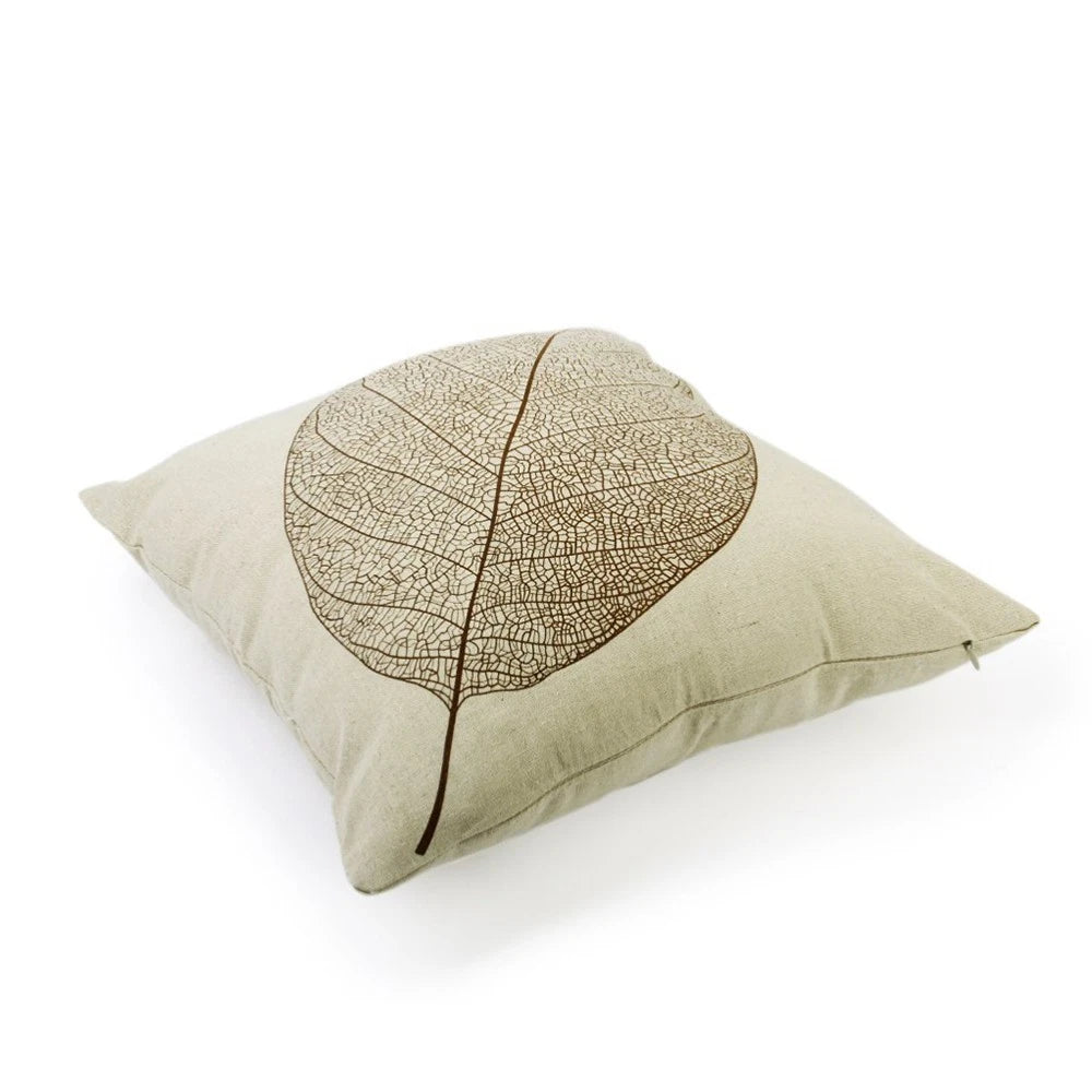 Leaf Decorative Cushion Cover Durable Cotton Linen Sofa Throw Pillow Case