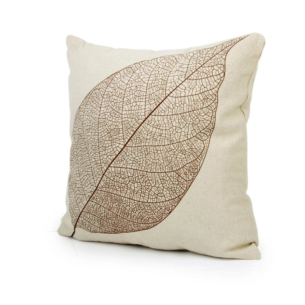 Leaf Decorative Cushion Cover Durable Cotton Linen Sofa Throw Pillow Case