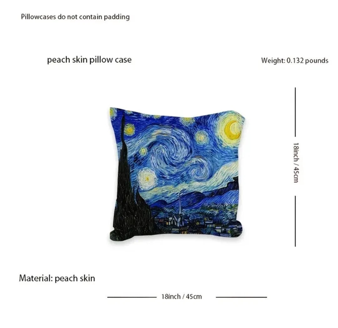 Starry Night Pillow Covers Set of 2 Sofa Decor Cushion Cases  w/Zipper 18 In Art