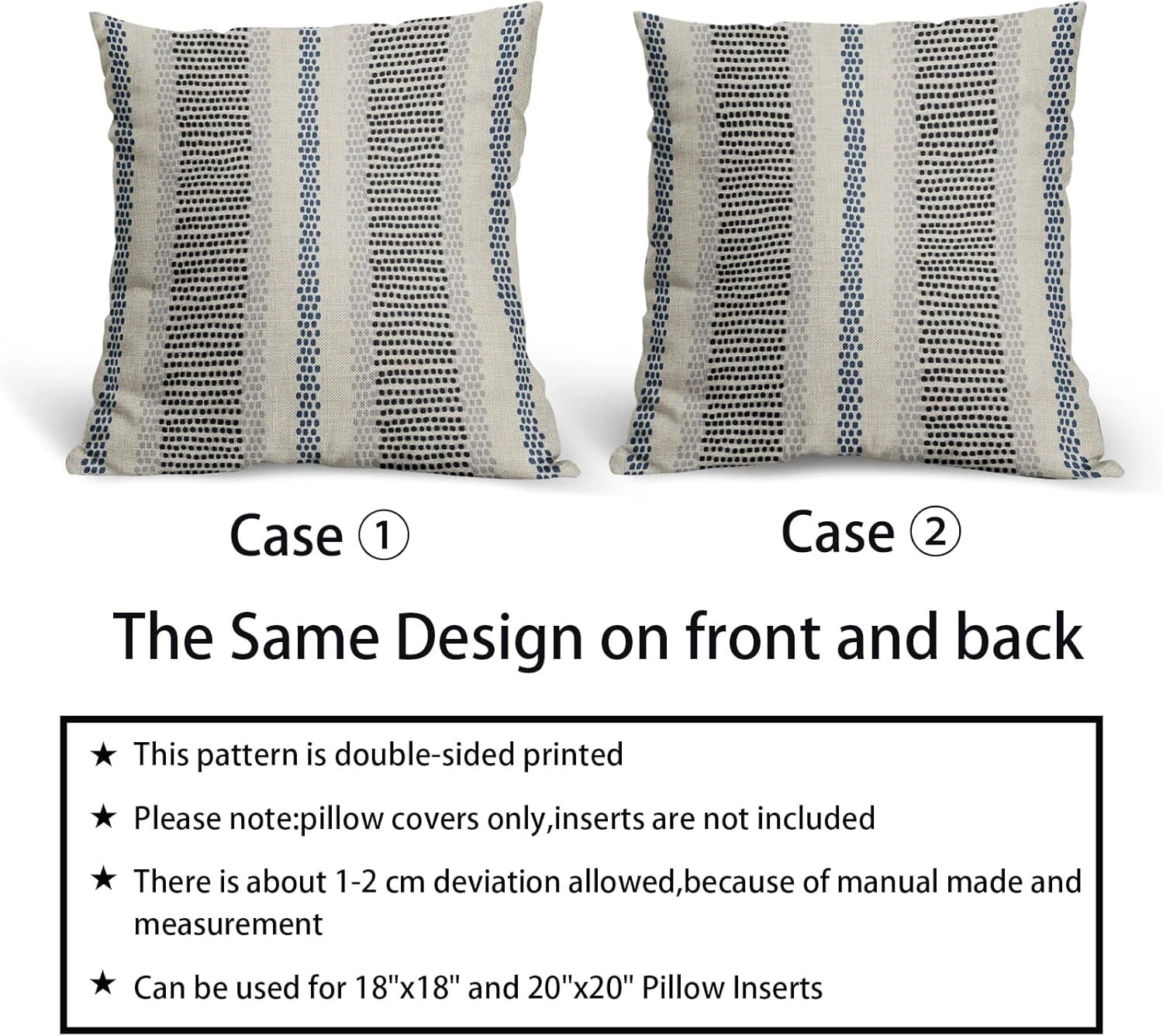 Black Blue Pillowcases, Bohemian Rustic Cushion Covers Decorating Sofa Bed