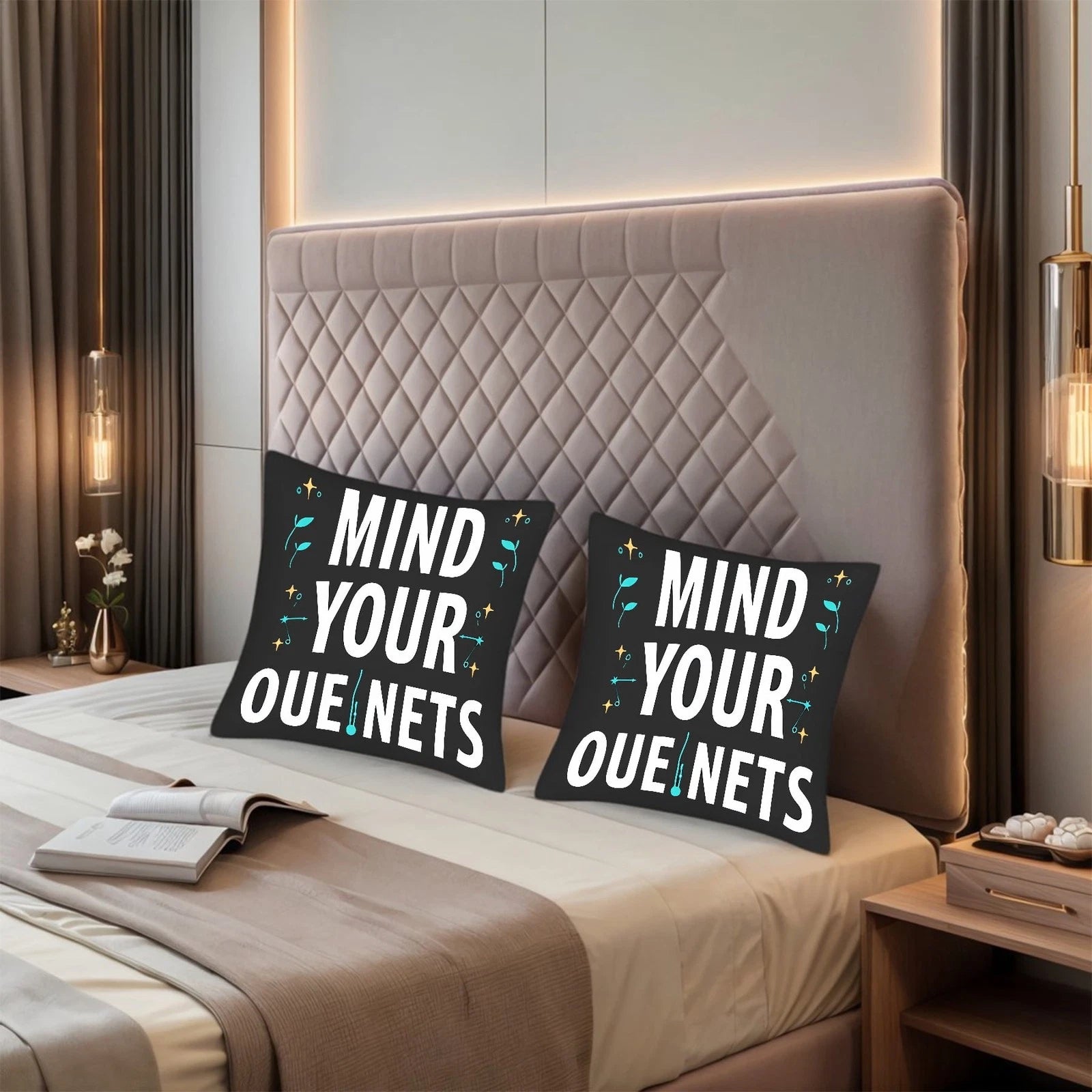 Set of 2 18x18in Throw Pillow Covers - Black Square Cushion Cases