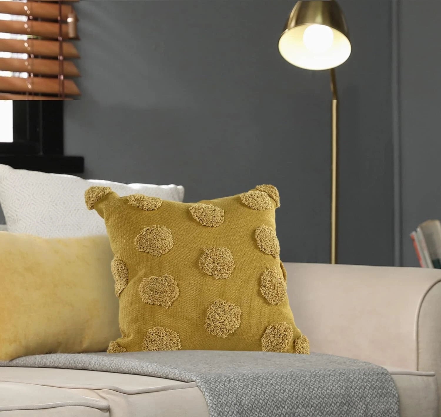 Cotton Tufted dots Cushion Cover Pillow Throw Case For Sofa, Living Room Or Bed