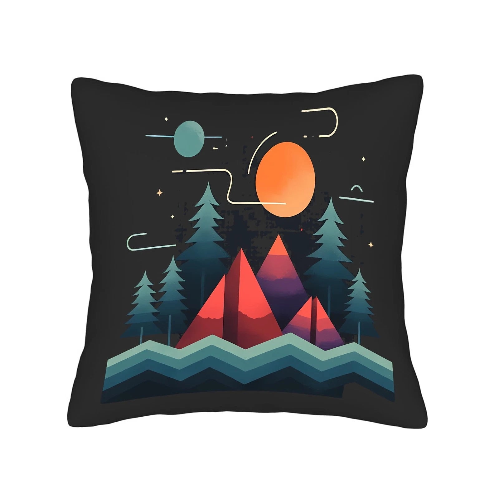 Stylized Night Sky Throw Pillow Covers 18x18in Set of 2 - for Couch Bed Car