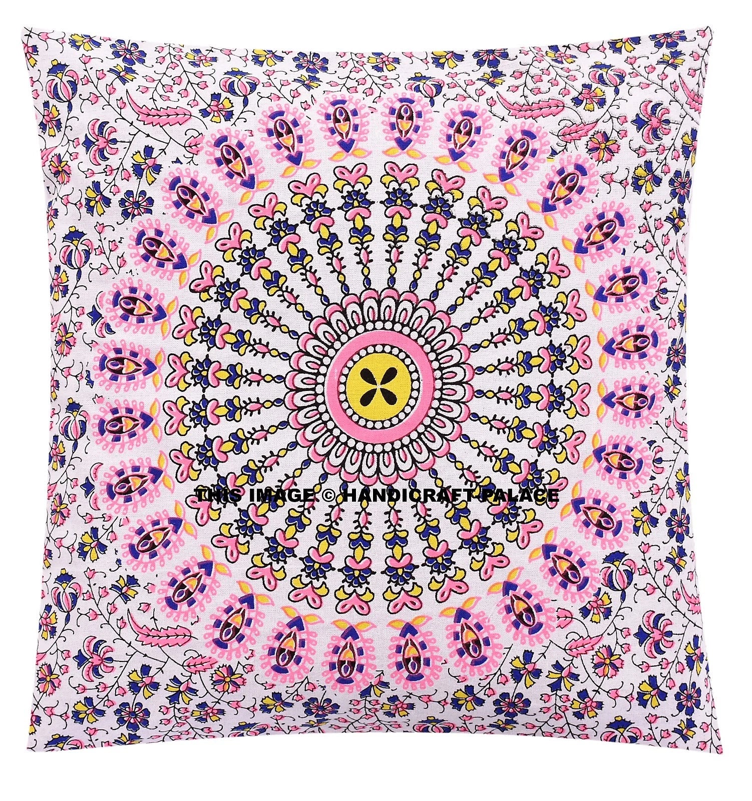 Mandala Printed Cushion Cover Throw Pink Pillow Case Cotton Sofa Bed Decor 16"