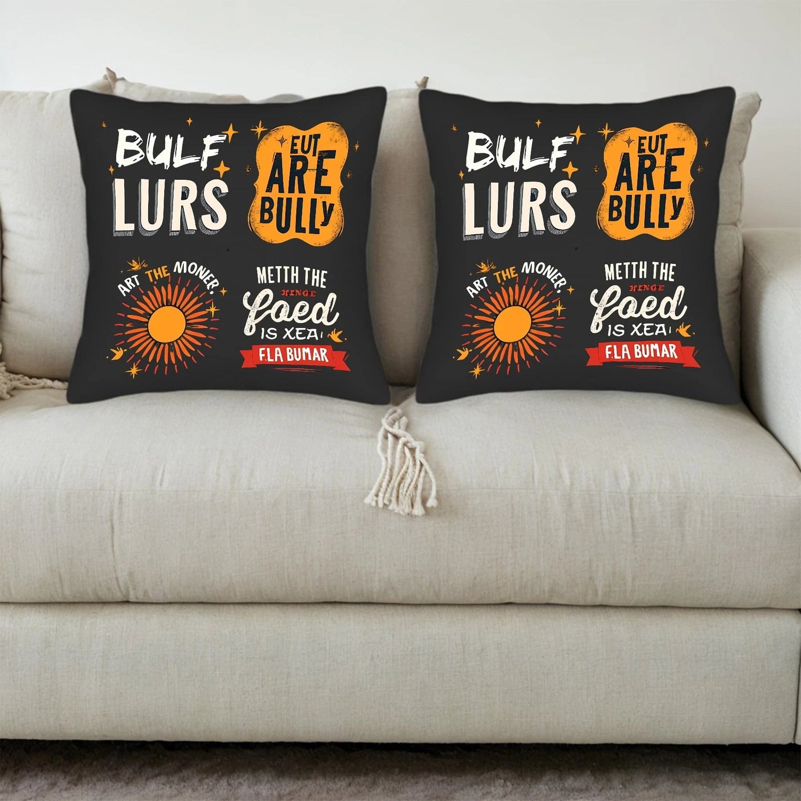 Set of 2 Decorative Throw Pillow Covers 18x18in - for Couch Bed Car