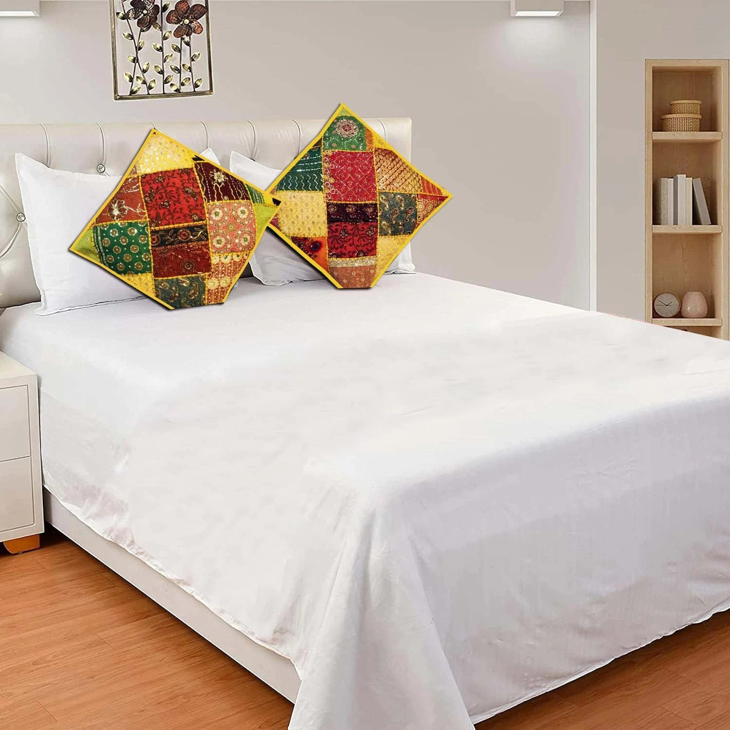 30" Set Of 2 PC Patchwork Cushion Cover Ethnic Sofa Cover Decorative Living Room