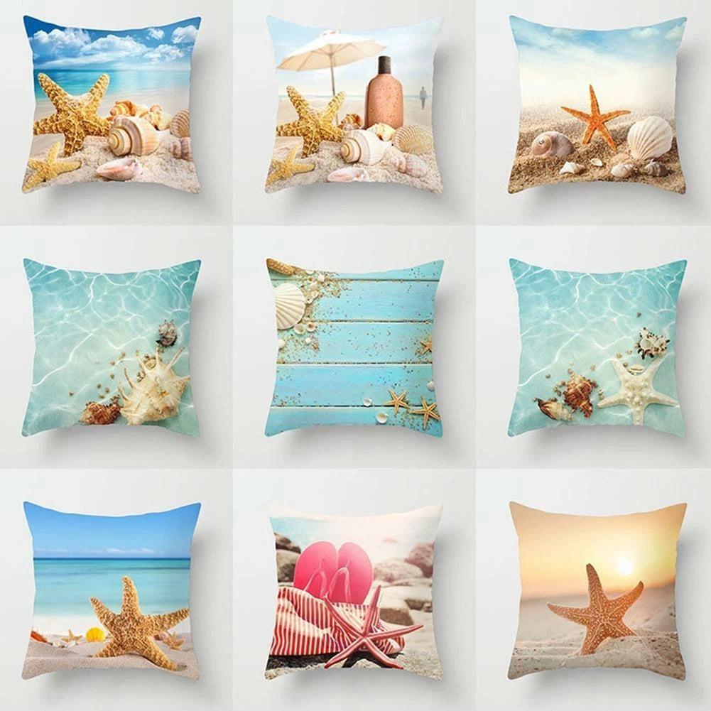 Sea Beach Star Fish Seashell Throw Pillow Case Cushion Cover Sofa Bed Car Decor