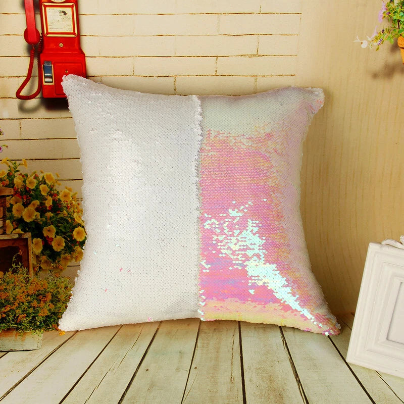 New Sublimation Blank Reversible Sequin Magic Pillowcase Home Sofa Car Decor