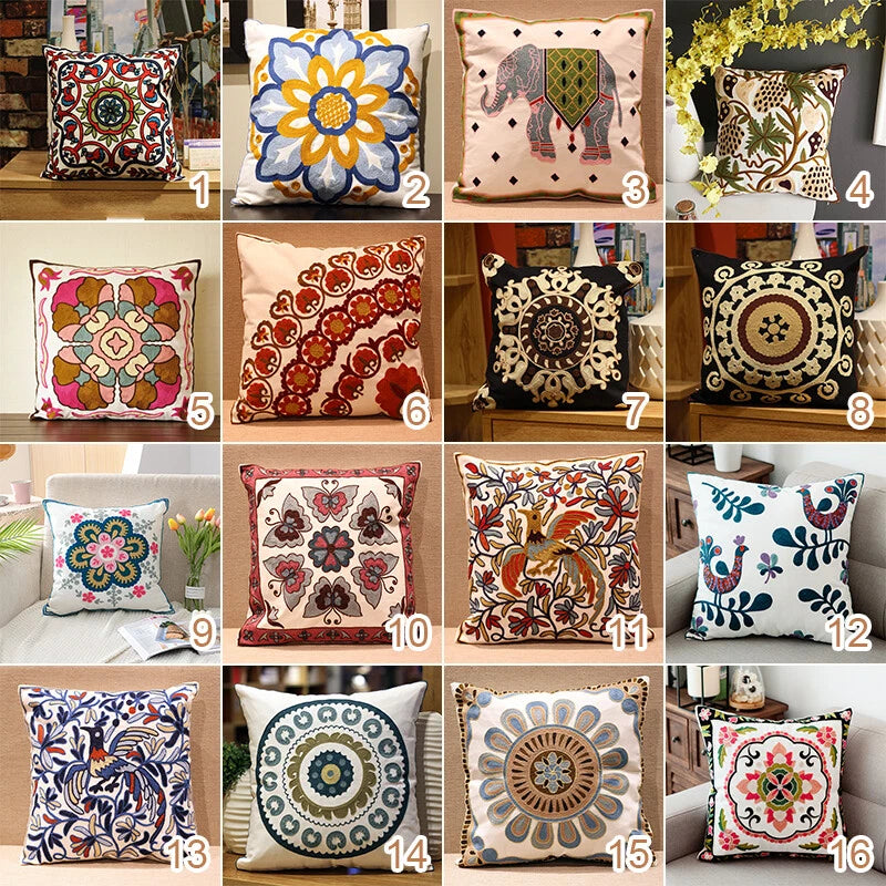 Boho Cushion Cover Bohemian Throw Pillow Case Ethnic Sofa Bed Embroidery NEW