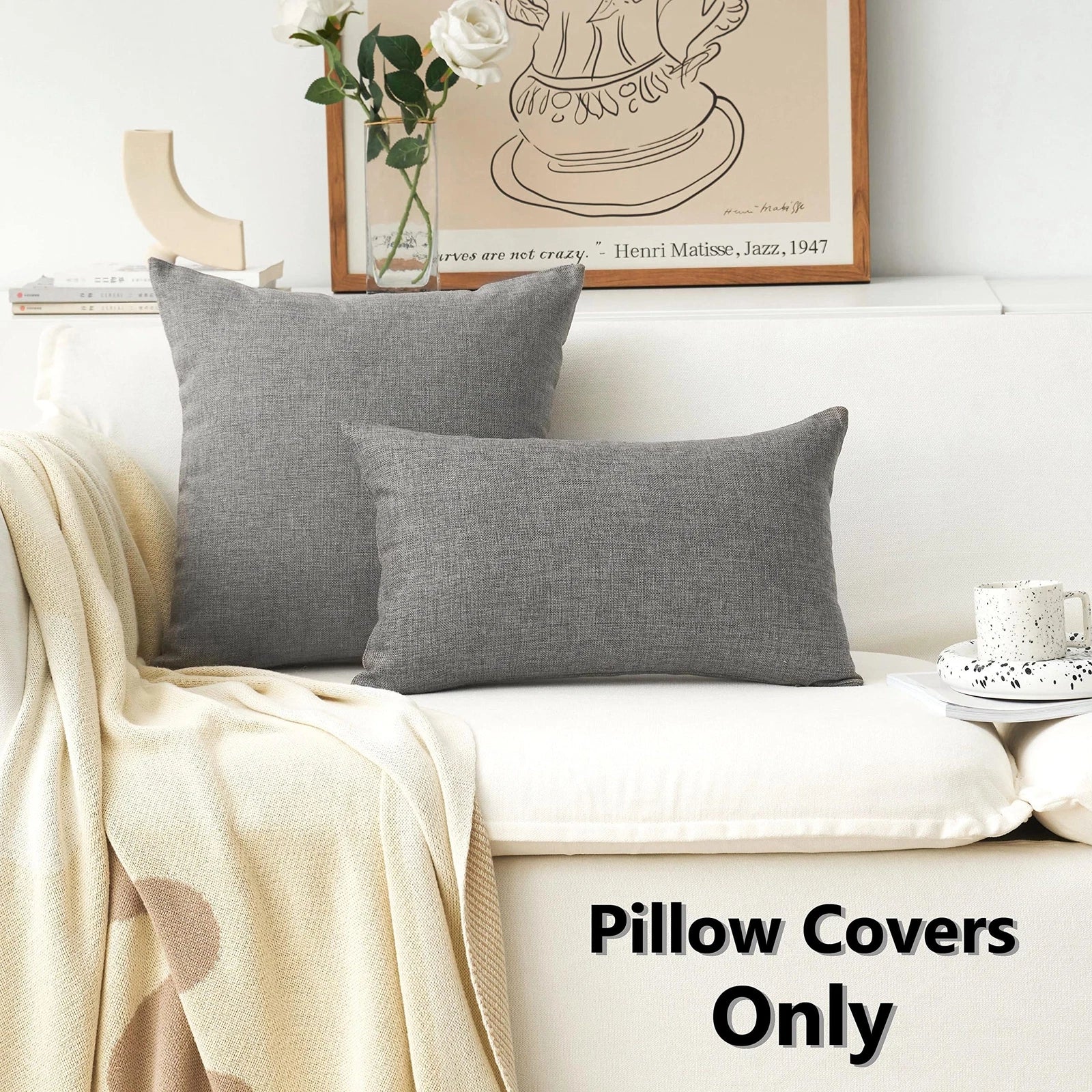 Couch Pillow Covers Linen Square Throw Pillow Cases Cushion Covers for Bed 18...
