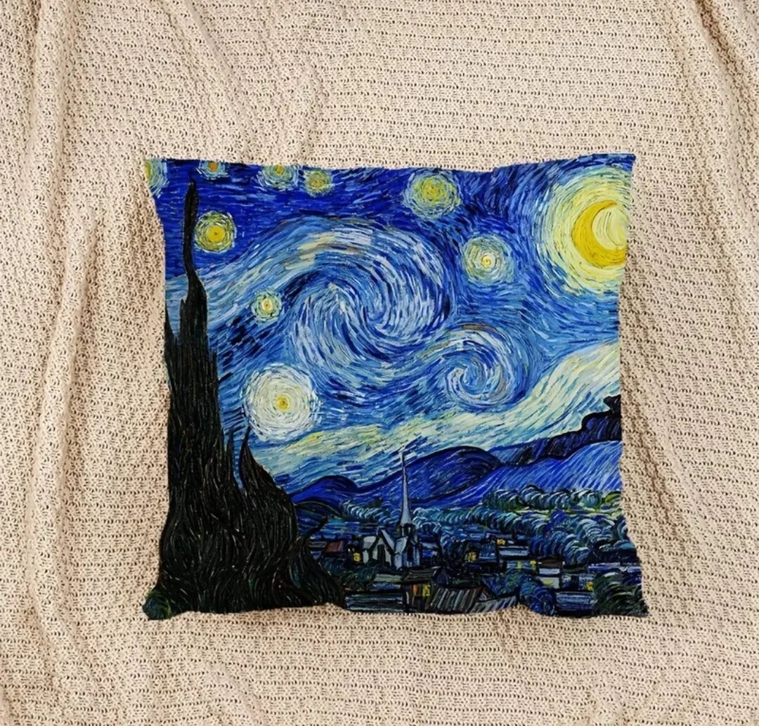 Starry Night Pillow Covers Set of 2 Sofa Decor Cushion Cases  w/Zipper 18 In Art
