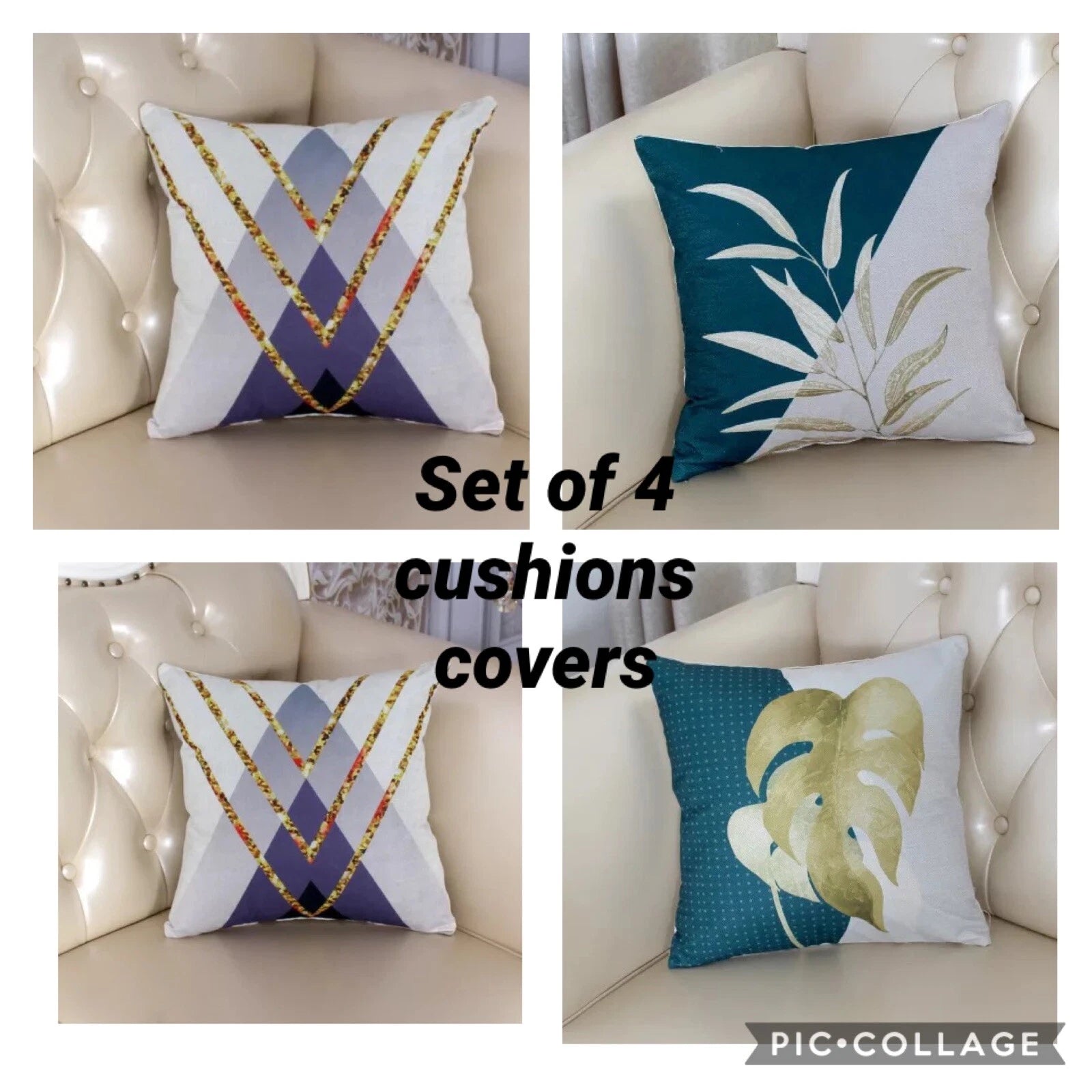 Set Of 4 cushion Pillow cover 45*45 Polyester With  Zipper 2 Styles For Bed Sofa