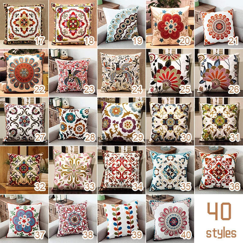 Boho Cushion Cover Bohemian Throw Pillow Case Ethnic Sofa Bed Embroidery NEW