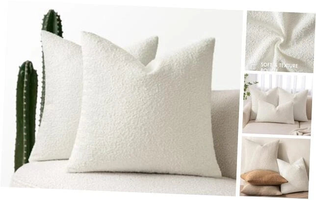 20x20 Inch Decorative Pillow Covers for Couch Bed 20" x 20" (Pack of 2) White