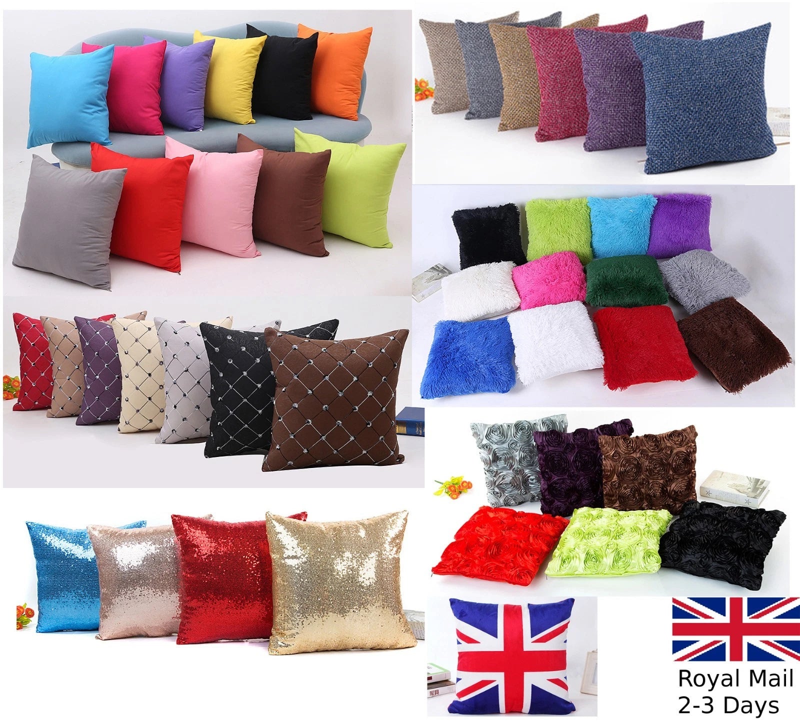 Plain Fluffy Classic Comfy Cushion Cover Cotton Linen Throw Pillow Case Bed Sofa