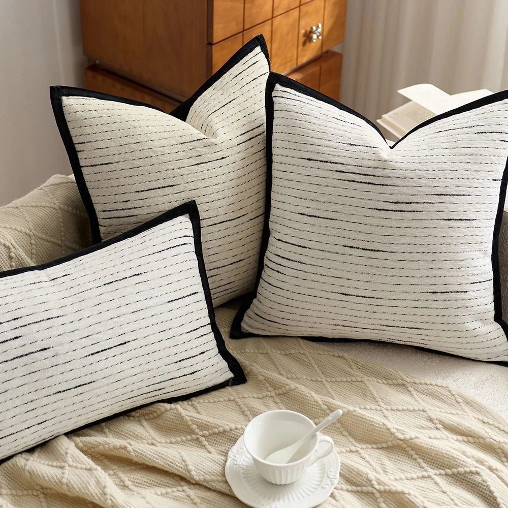 Cushion Cover Striped Jacquard Pillowcase Living Room Sofa With Pillow Covers