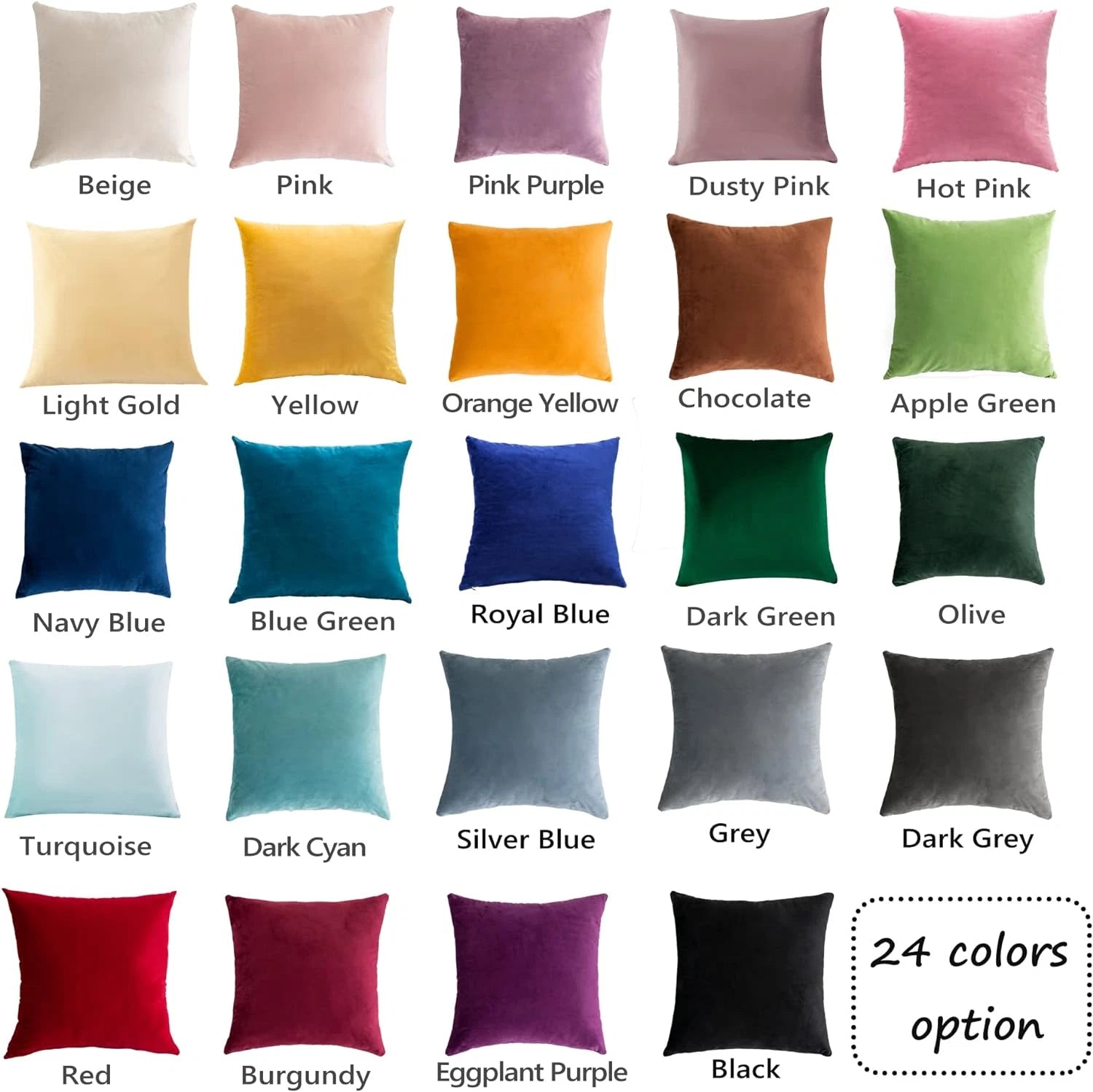 Super Soft Decorative Velvet Cushion Covers for Sofa Couch Bed, 20 X 20 Inch (50