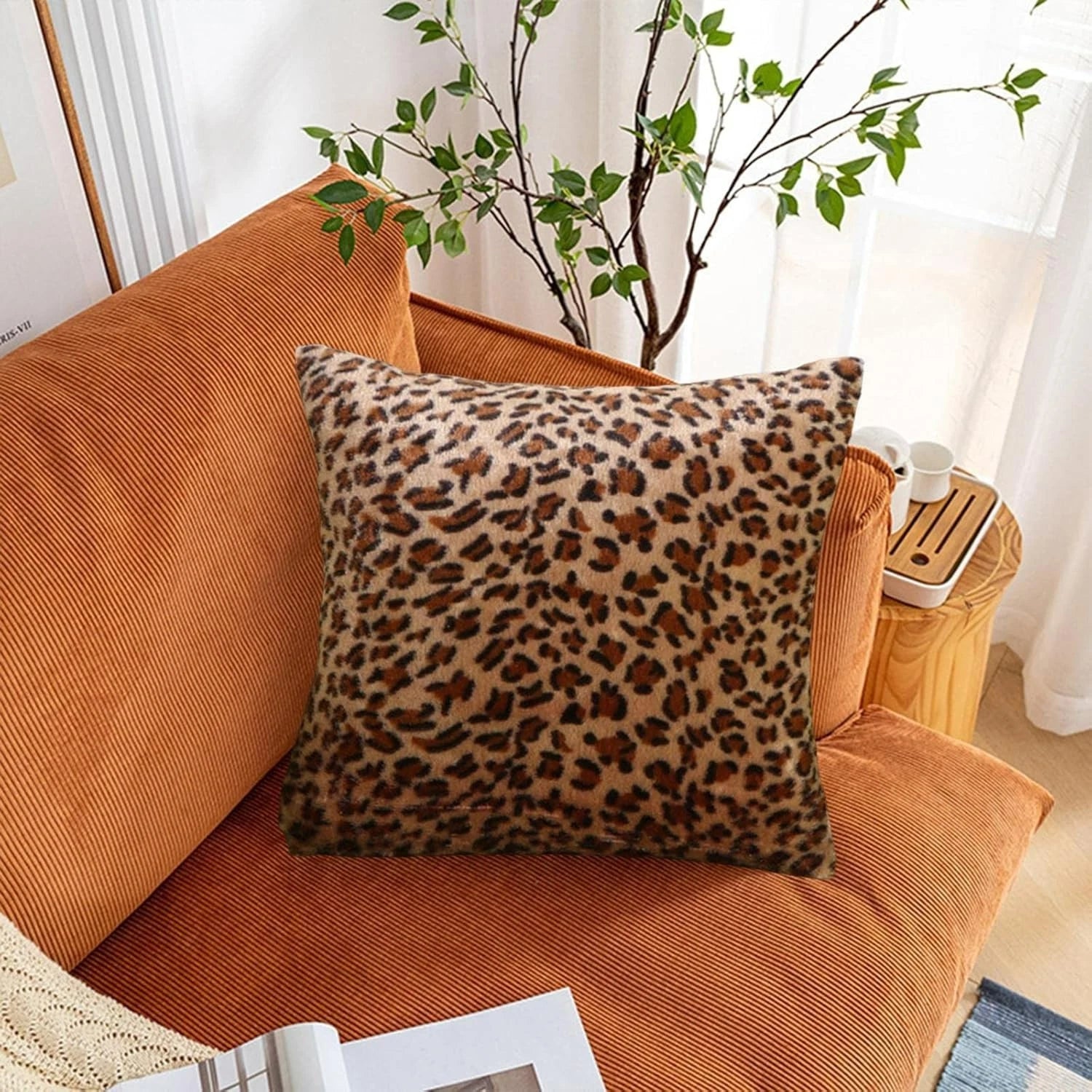 Cushion Covers 43 x 43cm Sofa Bed Throw Scatter Pillow Case Leopard Print 2 PACK