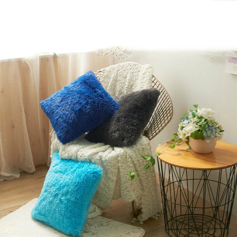 Fluffy Faux Fur Shaggy Pillow Case Plush Cushion Cover Sofa Bed Home Decor 17"
