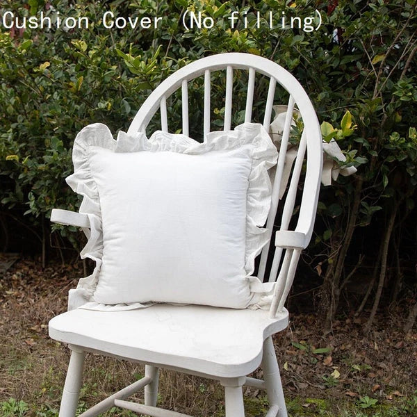 2X Cotton Cushion Cover Home Sofa Bed Living Room Decor Ruffled Solid Soft Multi