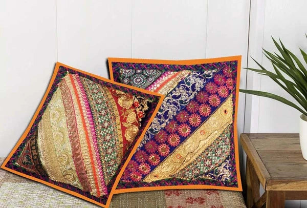 16"-2 Handmade Patchwork Home Sofa Pillow Cushion Covers Living Room Bed Covers