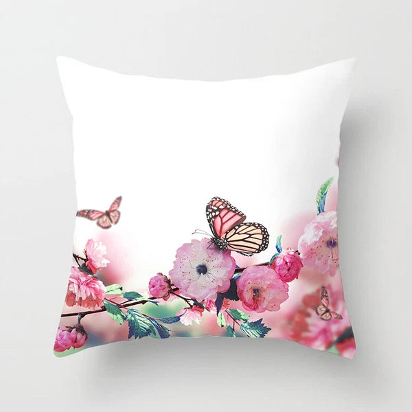 BUTTERFLY FLOWER POLYESTER CUSHION COVER PILLOW CASE HOME SOFA DECOR 45X45 UK