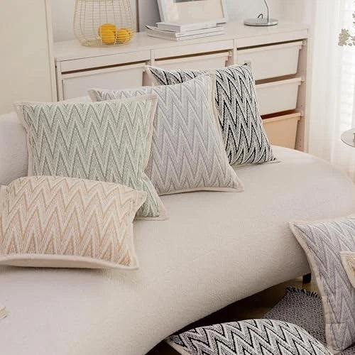 2 Pack Pillow Cover Decorative 18 x 18 inch Pillow Cases for Sofa Bed Beige