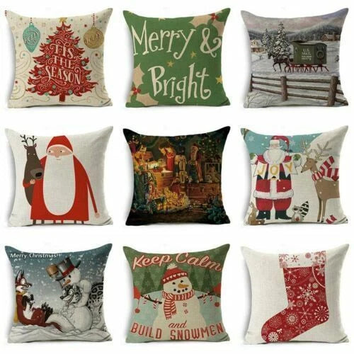Christmas Sofa Pillow Case Decor Cushion Xmas Home Throw Cover 18"