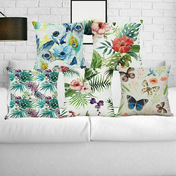 Decoration Cushion Cover Pillow Sofa Home Case Plants Office Green