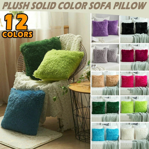 40CM x 40CM Fluffy Pillow Case Faux Soft Plush Cover Cushion Home Bed Sofa Decor