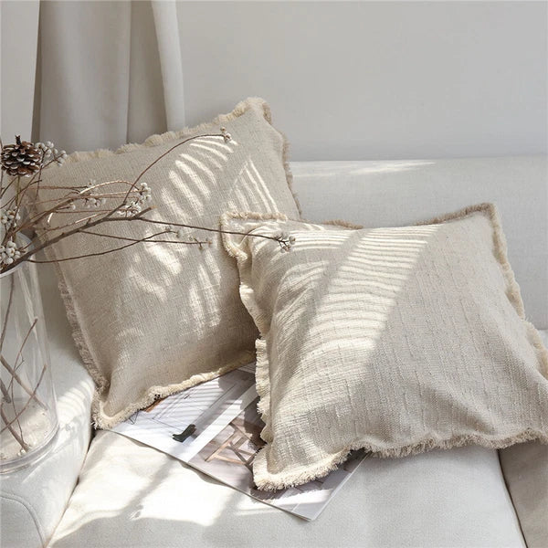 24x24 in Vintage Linen Cotton Blend Throw Pillow Covers Sofa Bed Cushion Covers