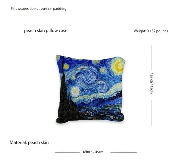 Starry Night Pillow Covers Set of 2 Sofa Decor Cushion Cases  w/Zipper 18 In Art