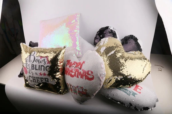 10Pcs Sublimation Blank Reversible Sequin Pillow Case Waist Sofa Cushion Cover