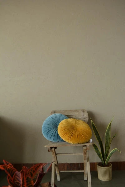 Round Throw Pillow Velvet Pleated Round Pillow Meditation Cushion for Couch