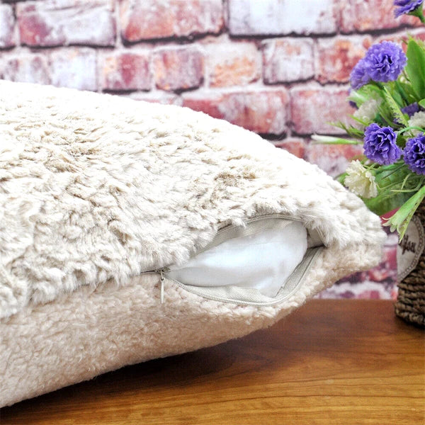 Throw Pillow Covers Rabbit Faux Fur Warm Square Cushion Cases for Sofa Couch Bed