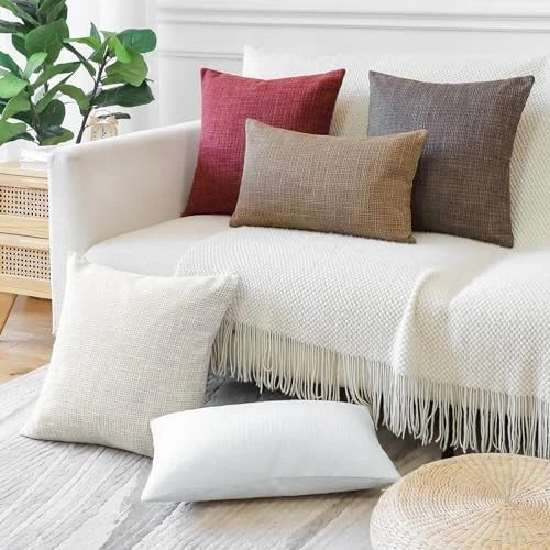 Pack of 2 Throw Pillow Covers 18x18 Inch Linen Coffee Brown Pillowcases